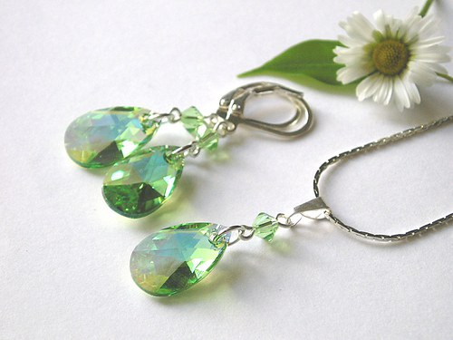 Swarovski sada kapky Peridot — foto 2
