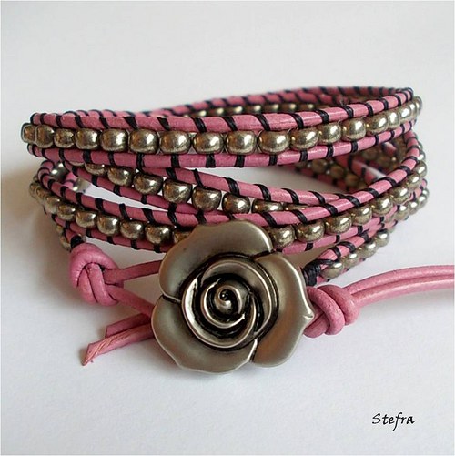 Silver rose - kožený náramek — foto 2