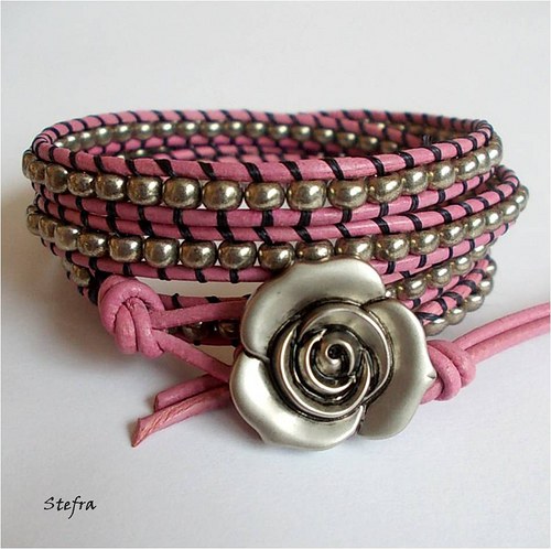 Silver rose - kožený náramek — foto 4