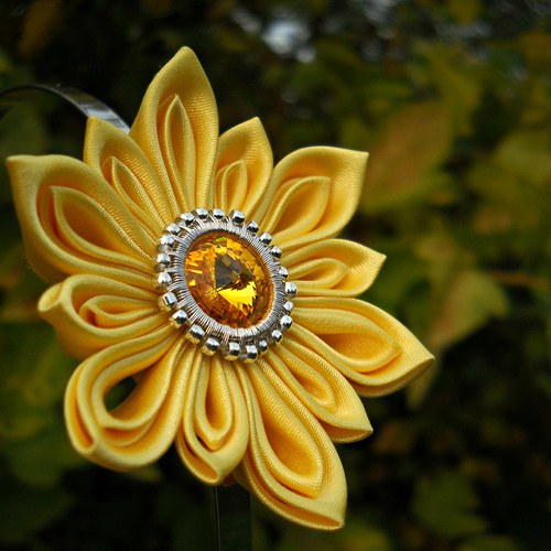 Kanzashi čelenka Amber — foto 2