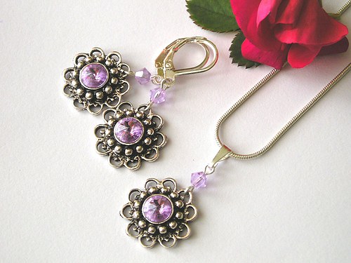 Kytičky se Swarovski rivoli Violet — foto 2