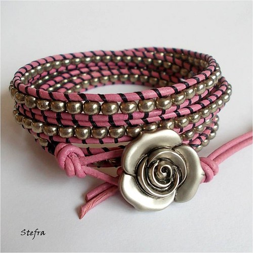 Silver rose - kožený náramek — foto 3