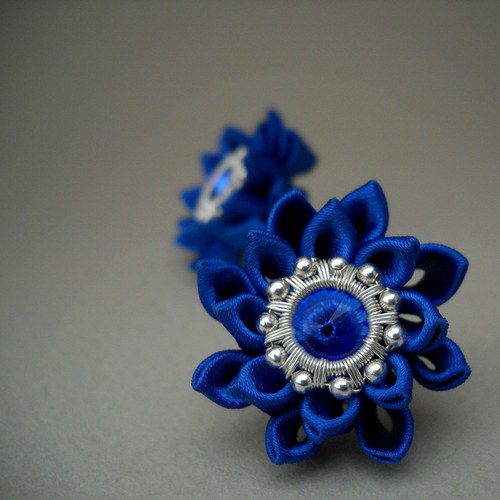 Kanzashi náušnice Aoiro — foto 2