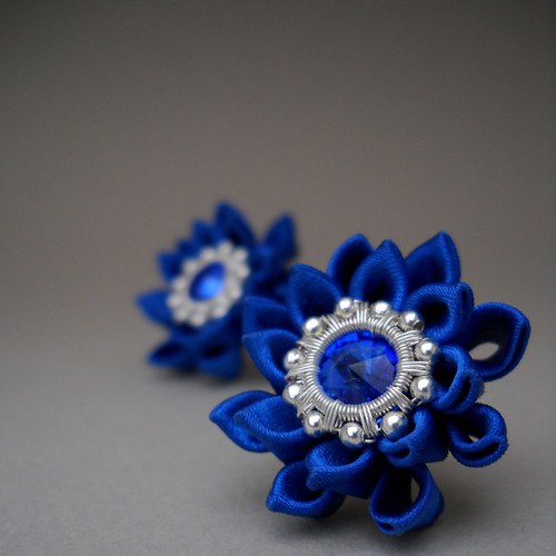 Kanzashi náušnice Aoiro — foto 3