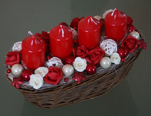 Adventní svícen červenokrémový — foto 4
