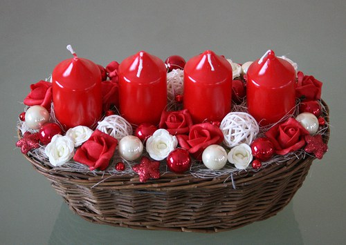 Adventní svícen červenokrémový — foto 6