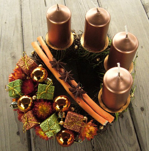 Adventní svícen (do oranžova) — foto 3