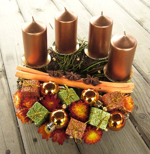 Adventní svícen (do oranžova) — foto 4