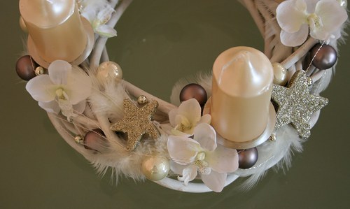 Adventní věneček krémovokouřový — foto 5