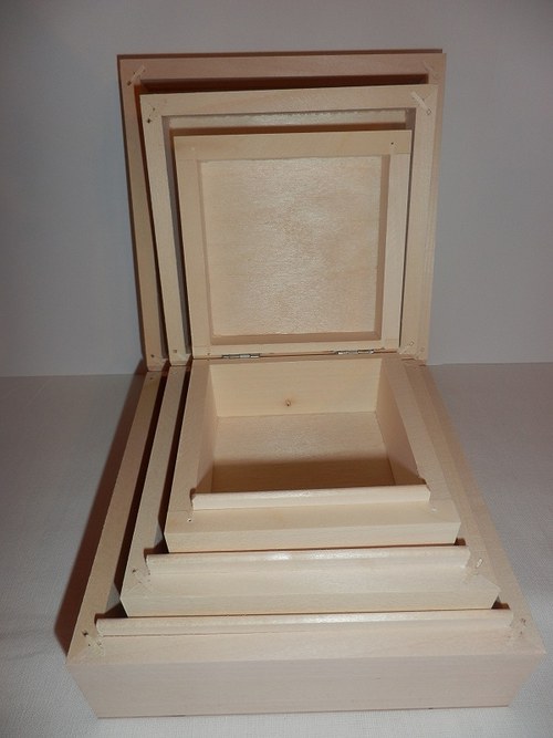 Dřevěná krabička čtvercová – sada 3ks — foto 2