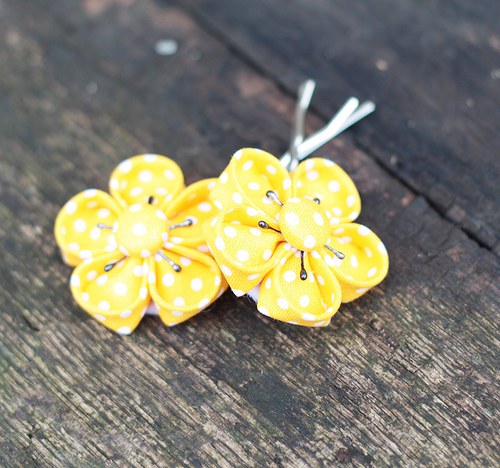 Kanzaši sponky sunflower — foto 2