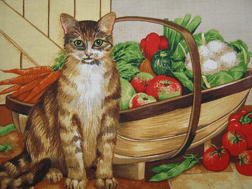 Kočka a zelenina - panel 23x16cm — foto 2
