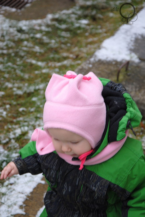 Dětská čepice + šála, růžová 1 rok — foto 4