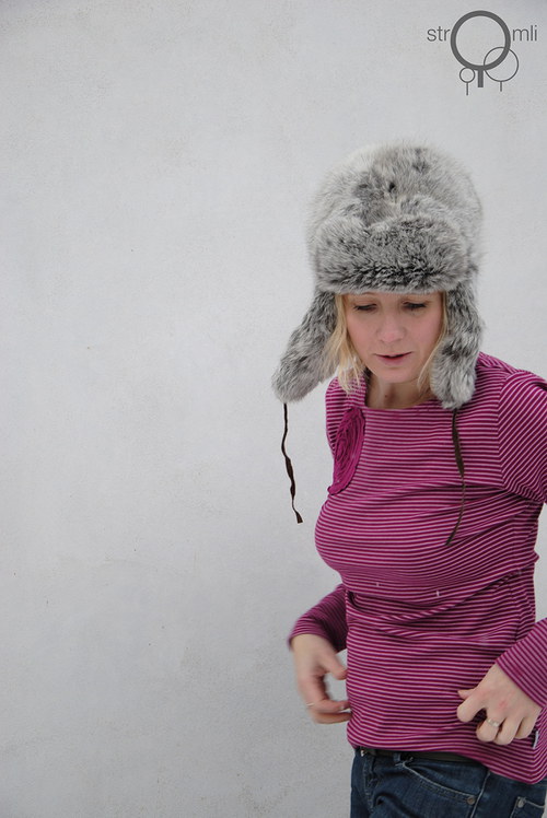 Lila pruhované s aplikací, vel. M — foto 3