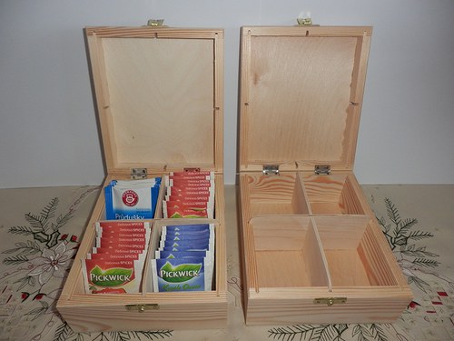 Dřevená krabička na čaj, 4 přihrádky — foto 2