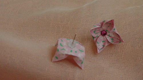 Origami náušnice - růžové — foto 2