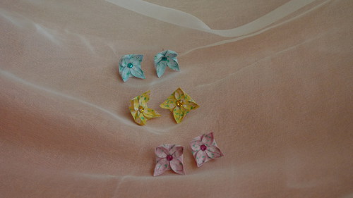 Origami náušnice - růžové — foto 3