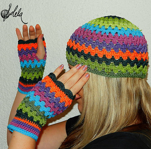 Duhová čepice + bezprsťáky RAINBOW (setík) — foto 3