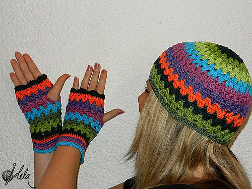 Duhová čepice + bezprsťáky RAINBOW (setík) — foto 5