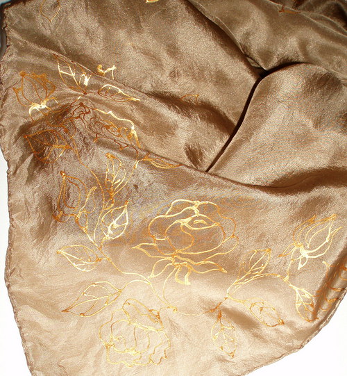 Hnědá šála Gold Roses — foto 6