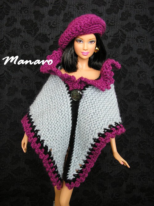 SLEVA Šedý pléd s baretem pro Barbie — foto 4