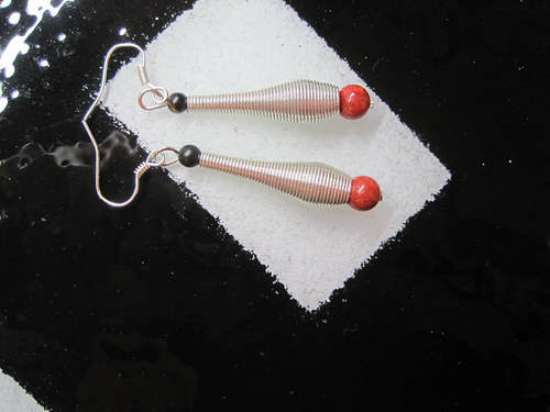 Náušnice korál + onix Simple Stones Akce!!! — foto 3