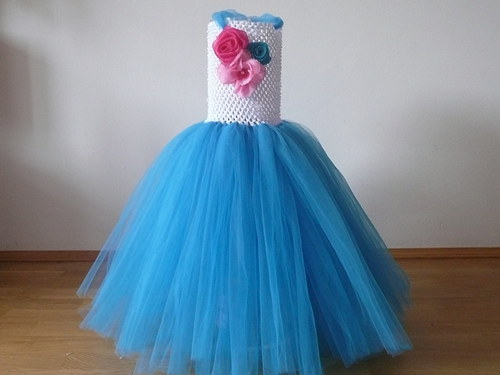 Tutu šatičky - modro bílé s kytičkami — foto 2