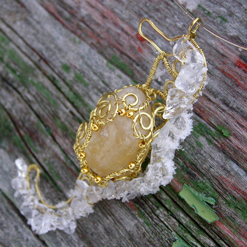 Seahorse - citrine&quartz - přívěsek — foto 2
