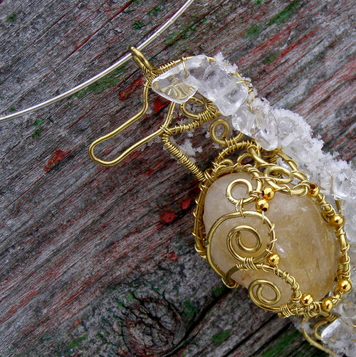 Seahorse - citrine&quartz - přívěsek — foto 3