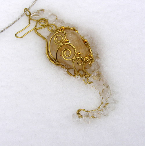 Seahorse - citrine&quartz - přívěsek — foto 4