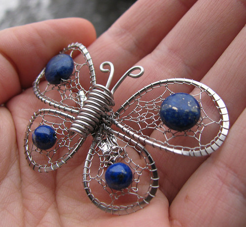 Motýl- brož "Lapis lazuli" — foto 3