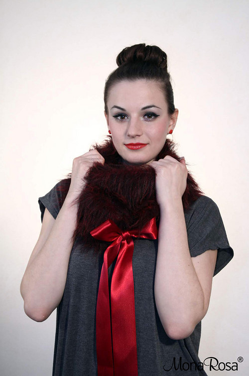 CHAT BORDEAUX - kožešinová štóla Sleva — foto 2