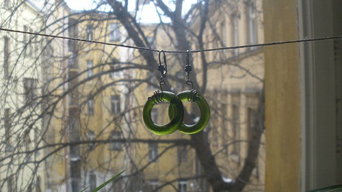 Naušnice - lahv.sklo - hráškové — foto 2
