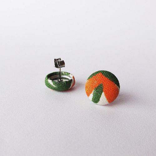Náušnice buttonkové zeleno oranžové — foto 2