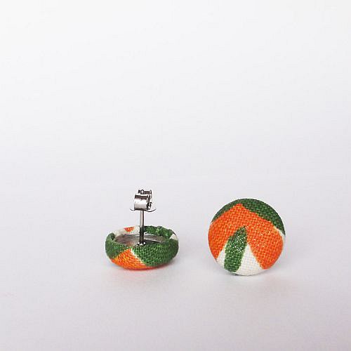Náušnice buttonkové zeleno oranžové — foto 3