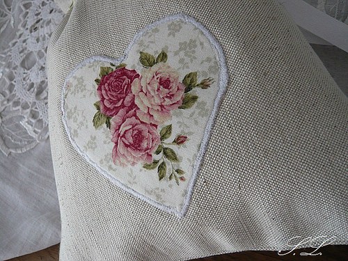 Lněný sáček - růže v srdíčku — foto 3