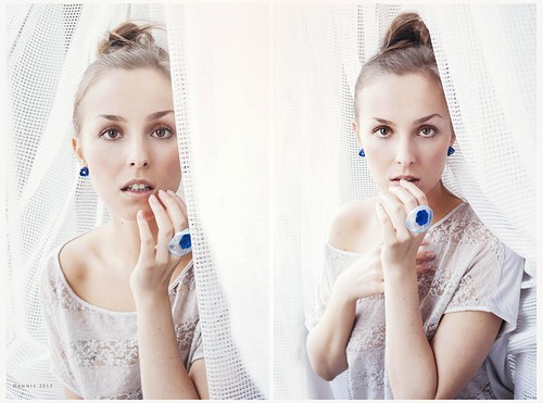 Modré náušnice s perličkou — foto 2