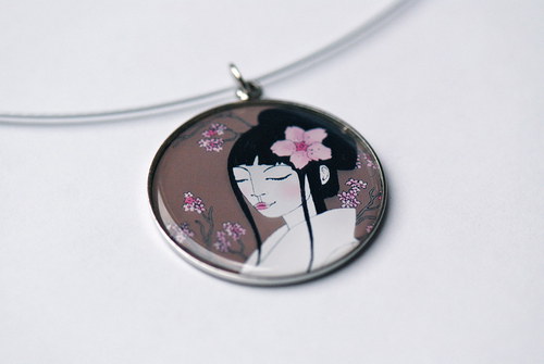"Sakura" - náhrdelník hnědý — foto 3
