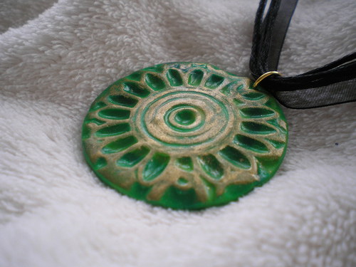 Fimo Náhrdelník - Textura - Zlatá Slunečnice — foto 3