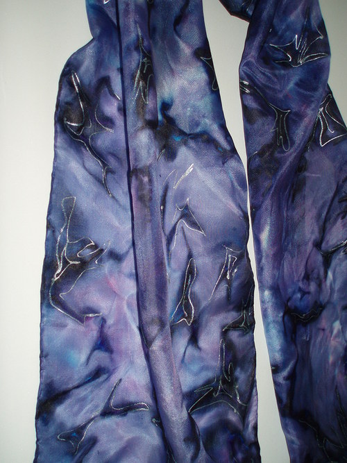 Hedvábná šála Cosmic Blue — foto 2