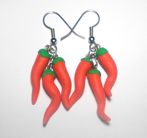 Fimo naušnice 3 červené papričky — foto 2