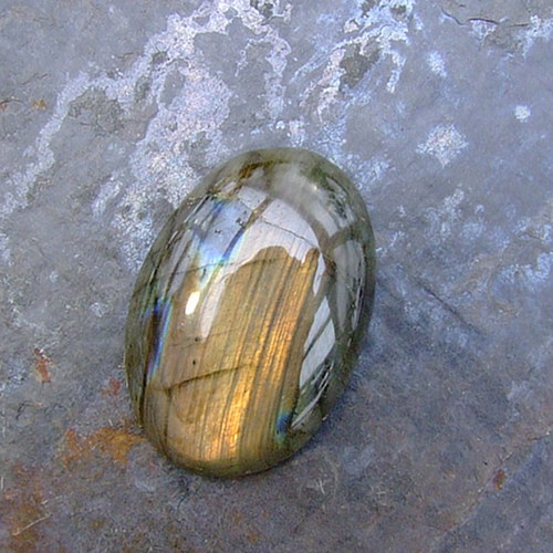 Labradorit de luxe, kabošon č.779 52x36mm — foto 4