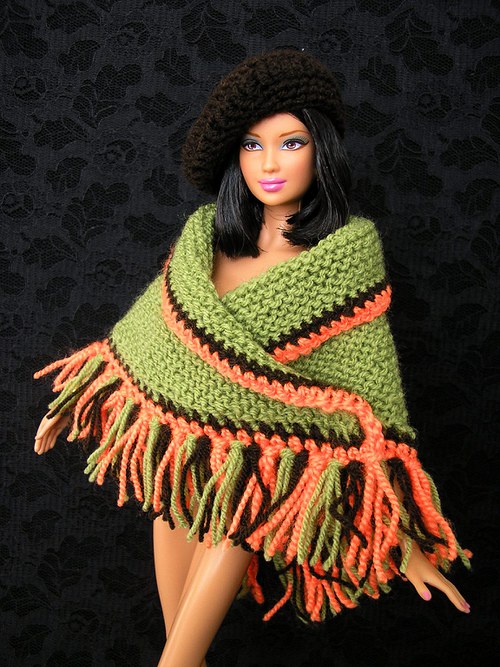 SLEVA 50% Zelený pléd s baretem pro Barbie — foto 3