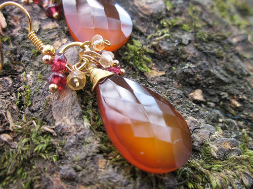 Náušnice karamelový chalcedon — foto 3