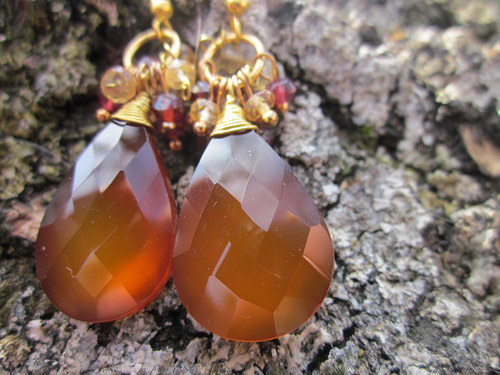 Náušnice karamelový chalcedon — foto 4
