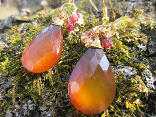 Náušnice karamelový chalcedon — foto 6