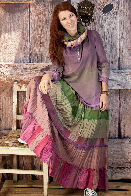 Dlouhá sukně patchwork - vel.L/XL — foto 2
