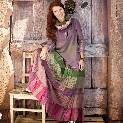 Dlouhá sukně patchwork - vel.L/XL — foto 3
