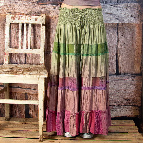 Dlouhá sukně patchwork - vel.L/XL — foto 4