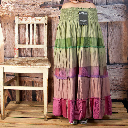 Dlouhá sukně patchwork - vel.L/XL — foto 6